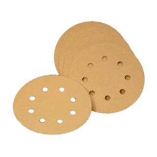 Picture of Virginia Abrasives 120 Grit Discs | 5-In. 8H Prem Gold H and L Alo Paper | Box of 50